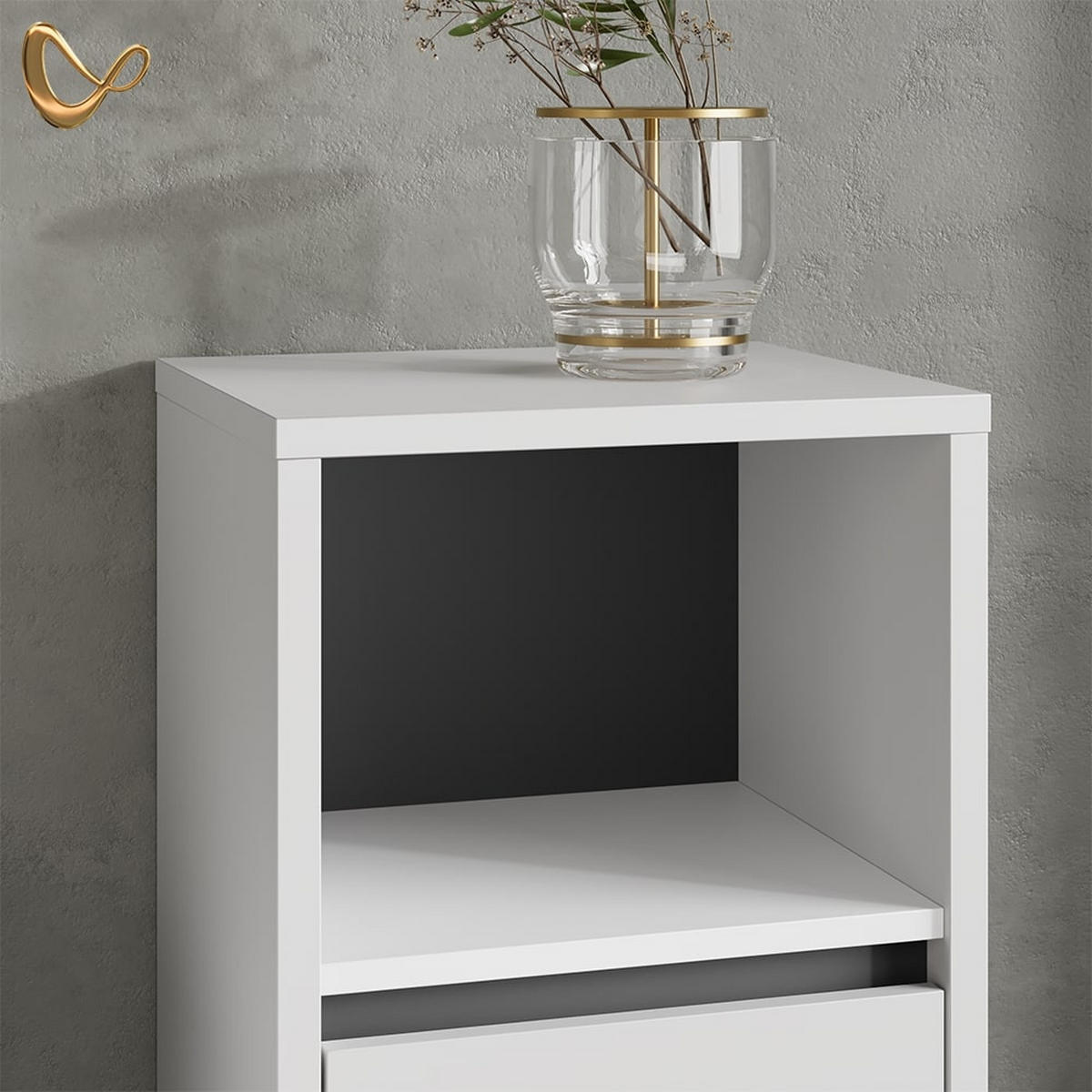 MIDISCHRANK Vomano Weiß 38 x 80 cm - Weiß, Holzwerkstoff (38/80/33cm) - Livinity®