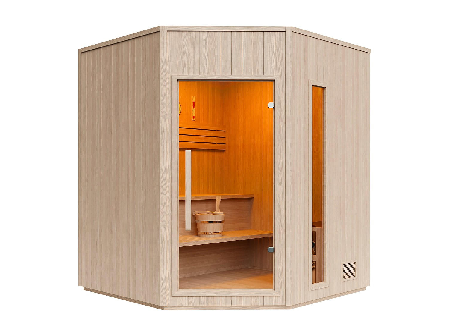 FINNISCHE Sauna - 4 Personen - Holz, Platte - Naturfarben Hell - - Naturfarben, Holz (150/200/150cm) - Vente-Unique