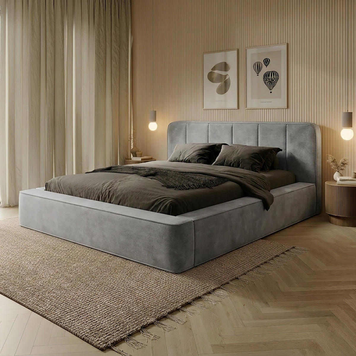 POLSTERBETT BEJO 160x200 cm, Grau - Grau, Textil (200/160cm) - Fedve