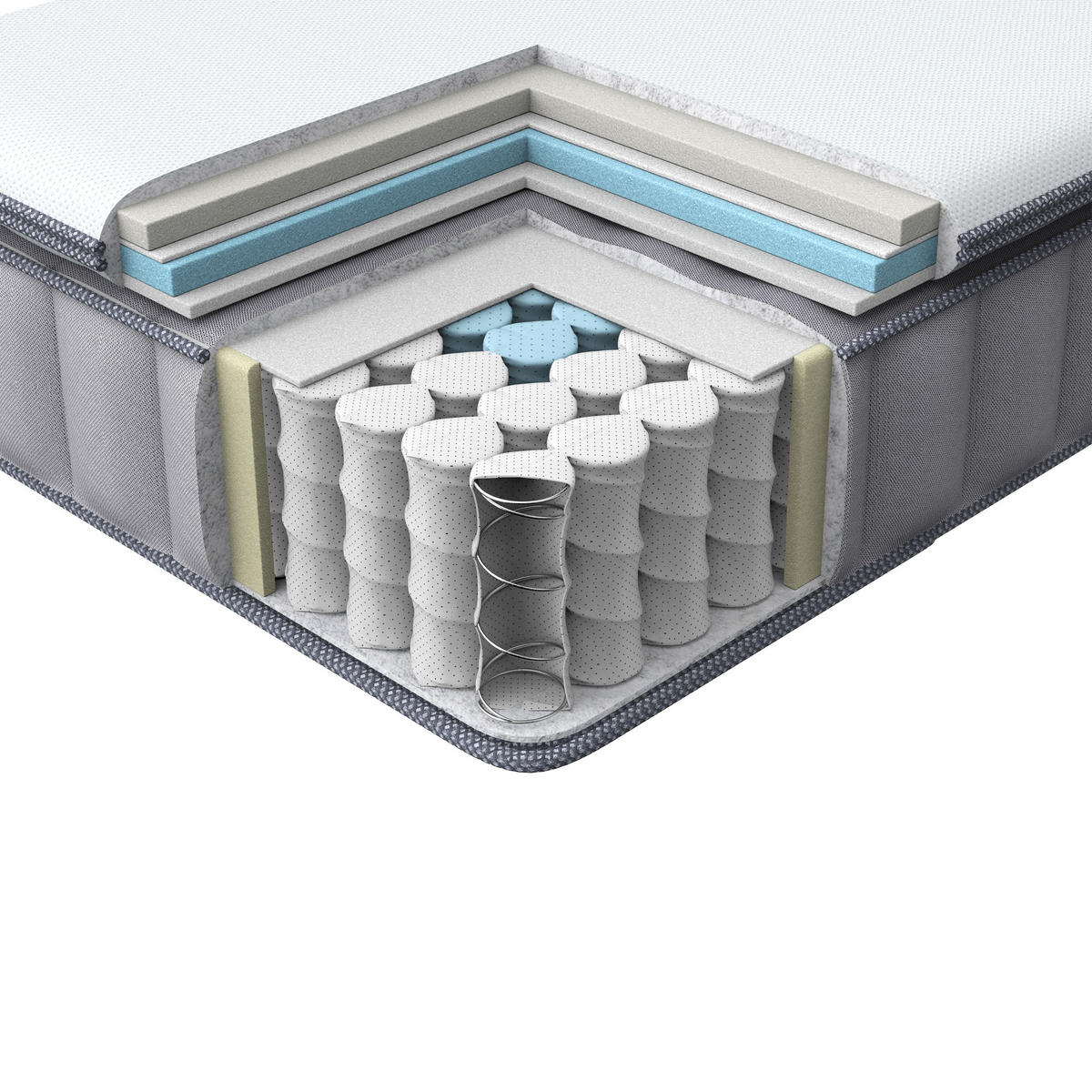 GEL-MEMORYSCHAUM-TASCHENFEDERKERNMATRATZE H2/3 Mittel 120/200 cm Pleasant - Weiß, Textil (120/200cm) - Beliani
