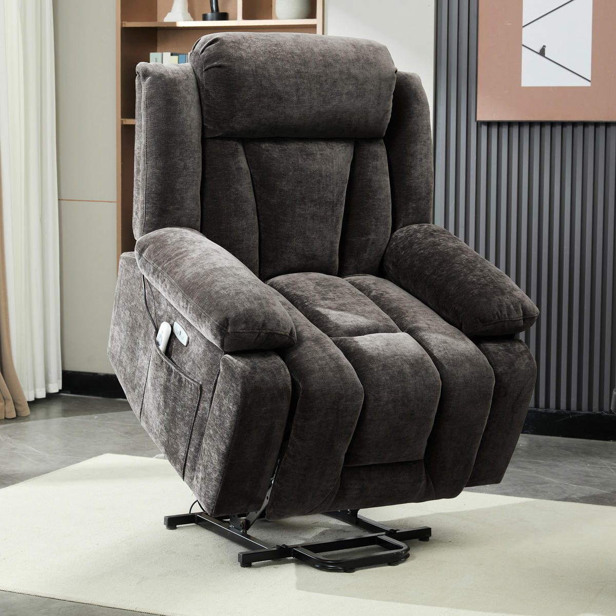MASSAGESESSEL Elektrisch 8 Punkt Massage Heizung USB Braun - Braun, Textil (95/107/94cm) - FLIEKS