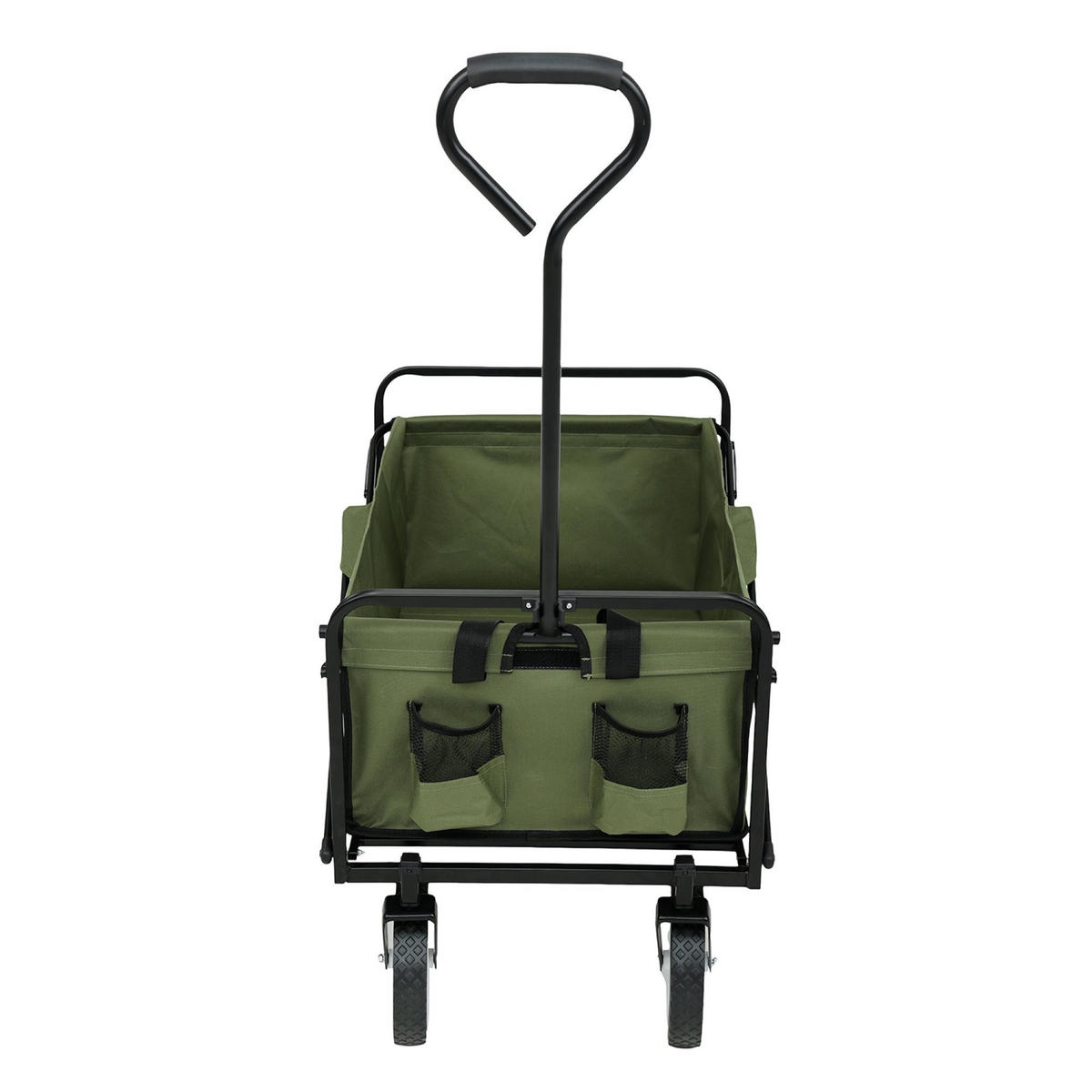 CĂRUCIOR DIN LEMN TIP VAGON, se poate strânge, cu capacitate de încărcare de 110 kg - verde, material textil (50/59/50cm) - RAUMHIRSCH FURNITURE
