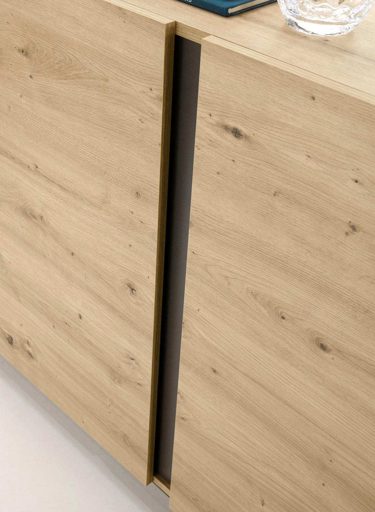 HÄNGEVITRINE Eiche Artisan, Graphit grau 97 cm, Wohnzimmer Vitrine hängend - Eiche Artisan/Grau, Glas/Holz (97/83/40cm) - Furn.Design