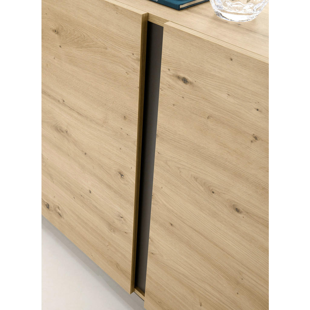 Thumbnail - Furn.Design Sideboard, Eiche Artisan, Grau, Holz, Nachbildung,Eiche, 1 Fächer, 4 Schubladen, Sockel, 138x91x40 cm, Wohnz...