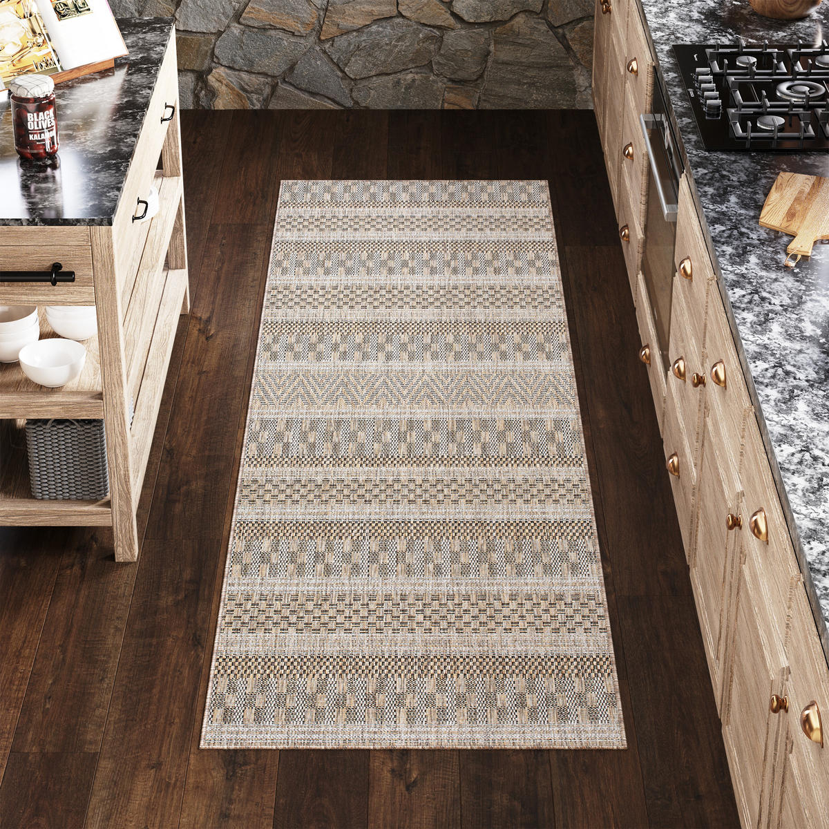 LÄUFER MELISSA Braun Gestreift Modern 60/1100 cm - Braun, Textil (60/1100cm) - Tapiso