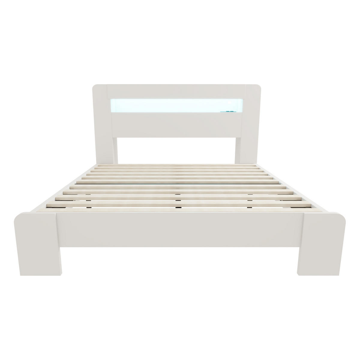 BETT 140/200 cm DE-32613 mit LED und Steckdose Weiß - Weiß, Holz (140/200cm) - ComfortXL