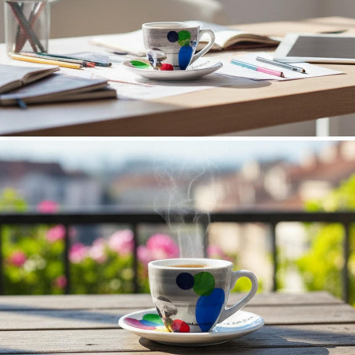 ESPRESSOTASSE Mehrfarbig Keramik mit Untertasse 2-teilig 0,09 L - Multicolor, Keramik (0.09L) - Porsche