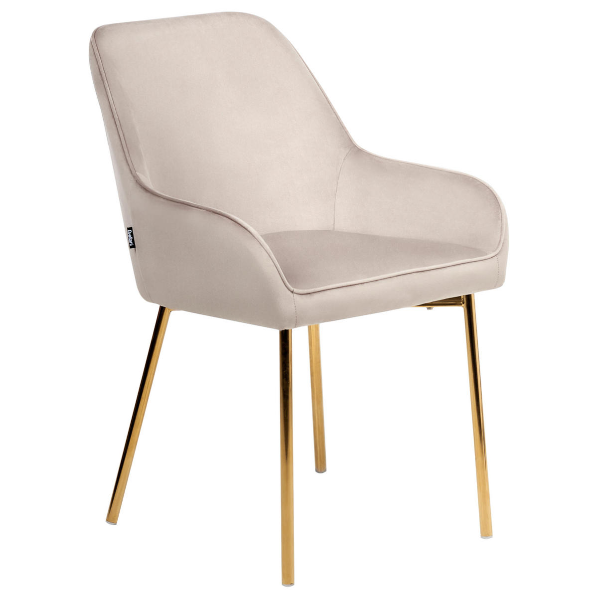 ESSZIMMERSTUHL 2er-Set Samtstoff Beige Loverna - Beige, Textil (54/87/63cm) - Beliani