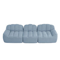 SOFA in Blau mit breiter Sitzfläche und weichem Fleecebezug - Blau, Textil (104/79/288cm) - Flora Grace
