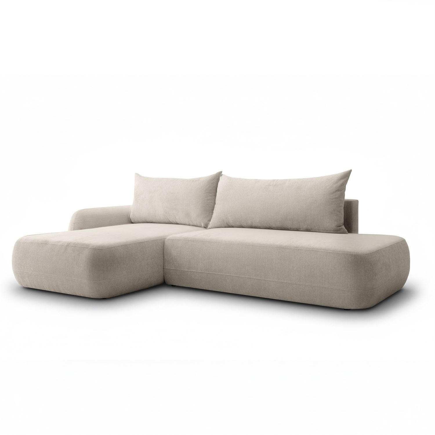 ECKSOFA GOYA mit Schlaffunktion und Bettkasten, Linke, Perfect Harmony 04 - Ecru, Textil (184/302cm) - Lookway