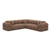 COUCH Monteverde L-Form Braun Strukturstoff - Braun, Textil (253/253cm)
