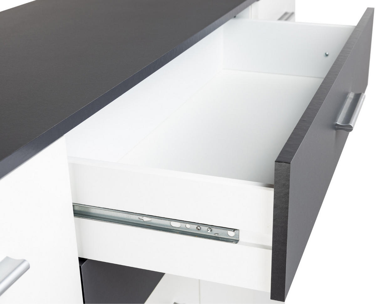 HIGHBOARD Kommode Prato - Anthrazit/Silberfarben, Holzwerkstoff/Kunststoff (156/123/39cm) - arthur berndt