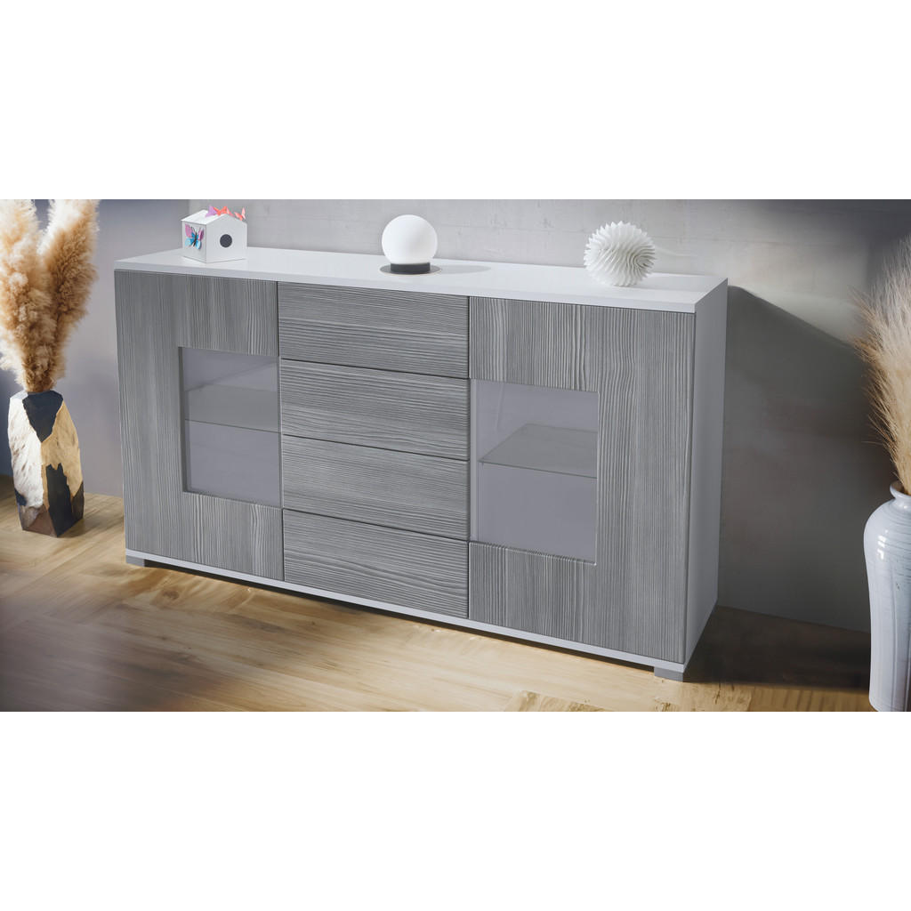 Thumbnail - Vladon Sideboard, Anthrazit, Holzwerkstoff, 138.5x75.5x35 cm, Wohnzimmer, Kommoden & Sideboards, Sideboards
