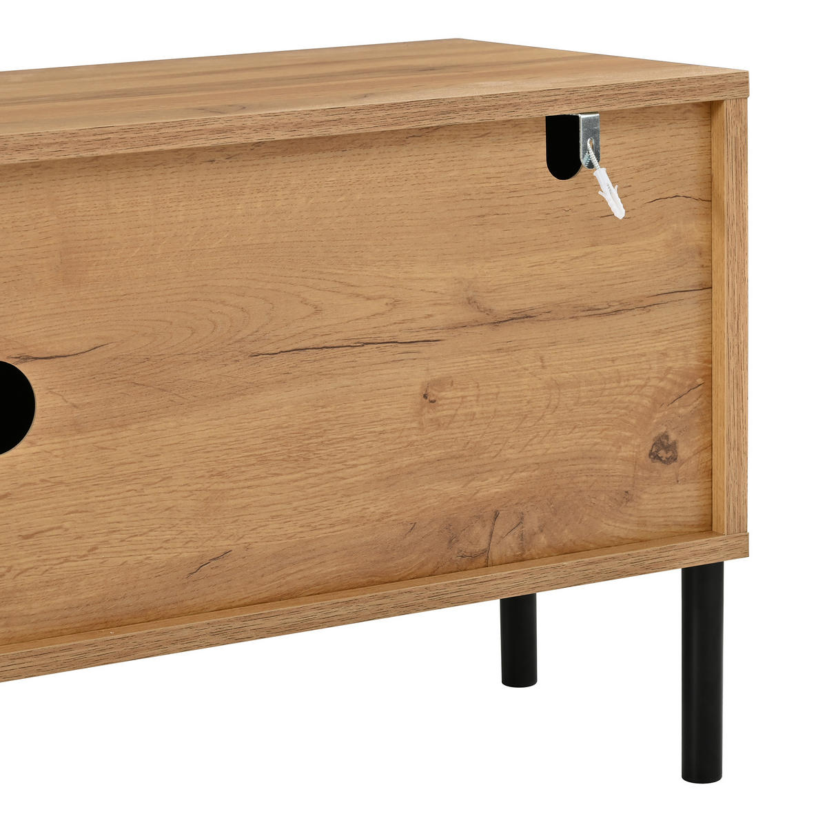 TV-RACK 180x35x43cm Wellenoptik-Naturfarben mit 4 Türen und Metallfüßen - Naturfarben, Holz (42.8/21.79/102.01cm) - Raelunyi