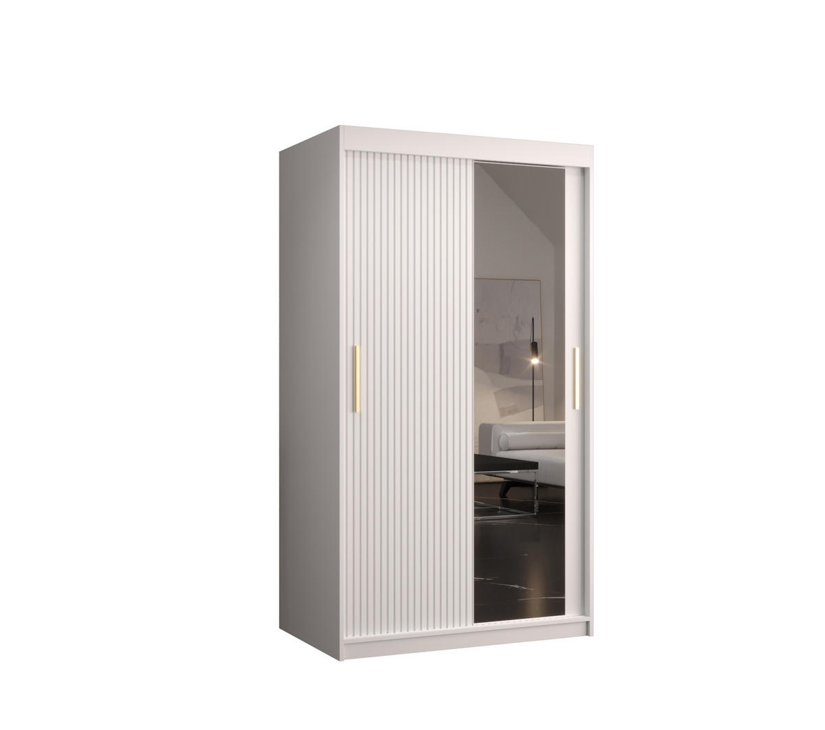 SCHWEBETÜRENSCHRANK 200/100/62 2-türig - Goldfarben/Weiß, Holz/Kunststoff (100/200/62cm) - MÖBEL KRYSPOL