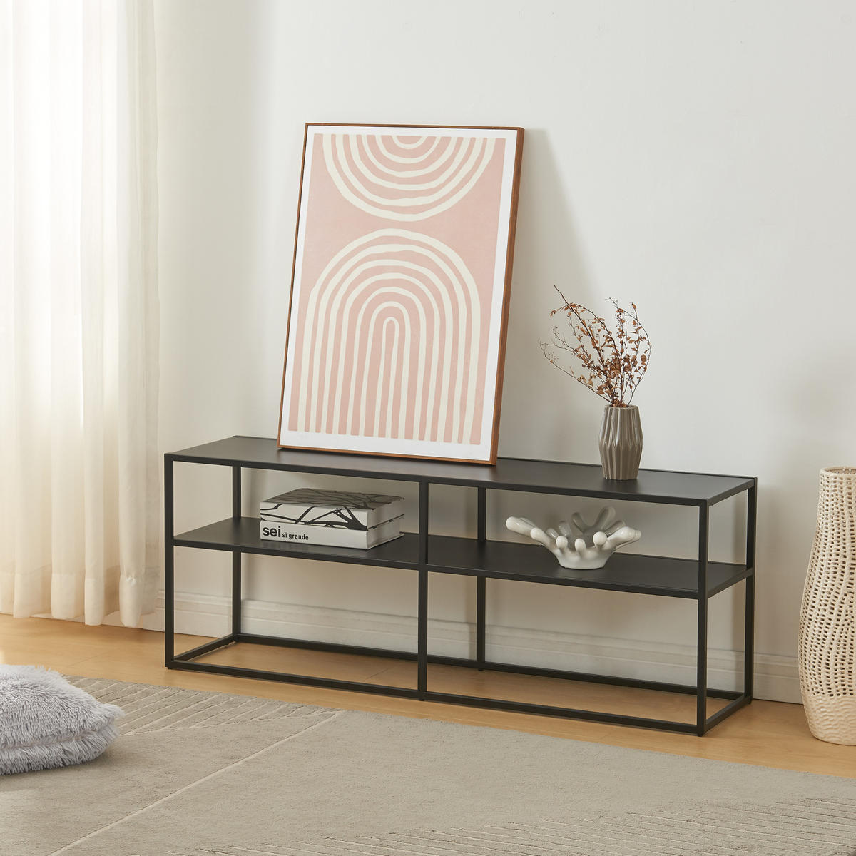 FERNSEHTISCH Solund - Schwarz, Metall (30/46/120cm) - [en.casa]