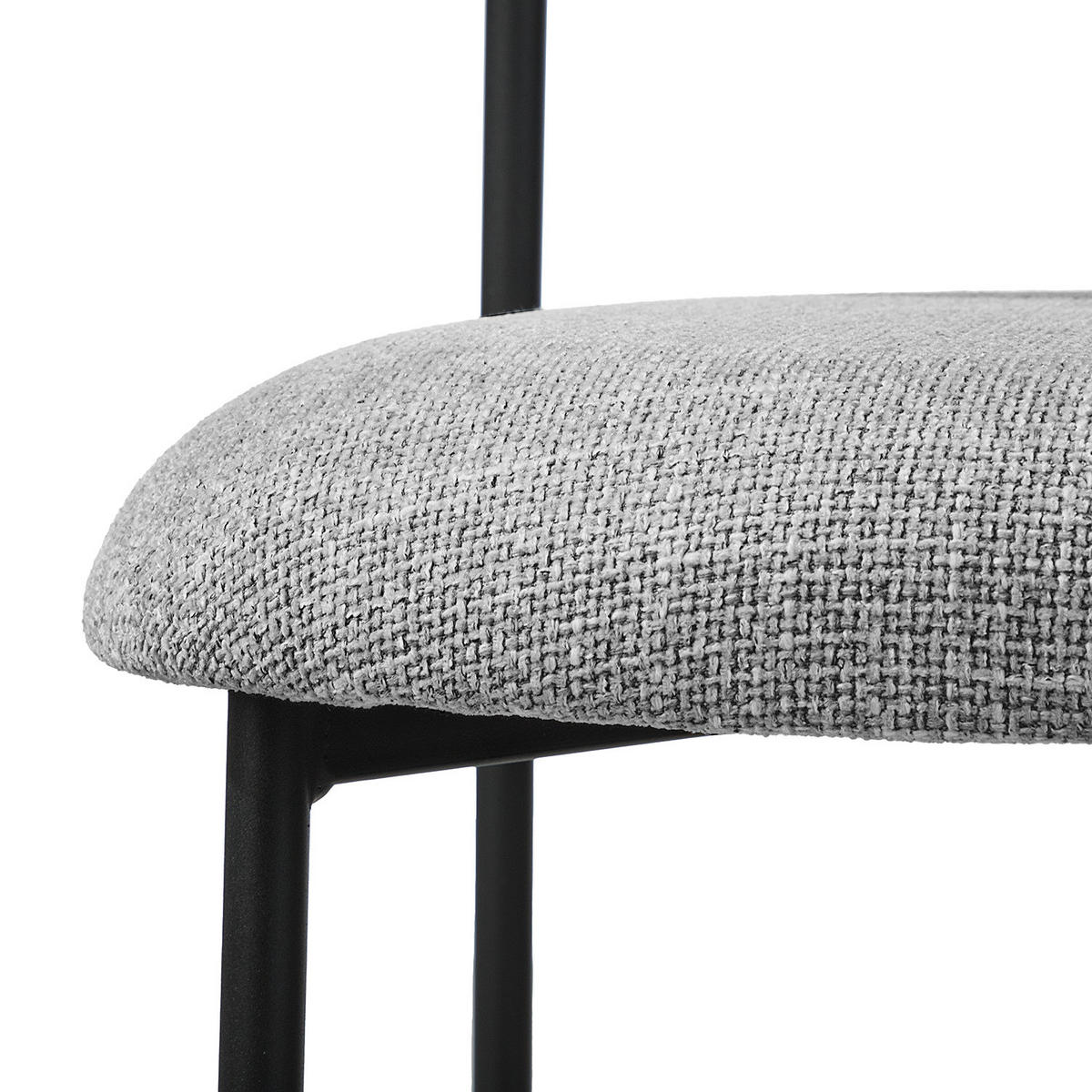 POLSTERSTUHL - 2er-Set - Strukturstoff / Edelstahl - Schwarz/Grau, Textil/Metall (55/79/58cm) - home24