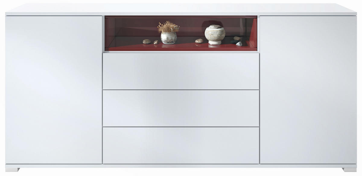 SIDEBOARD Skadu Bordeaux Hochglanz - Bordeaux, Holzwerkstoff (166.5/75.5/35cm) - Vladon