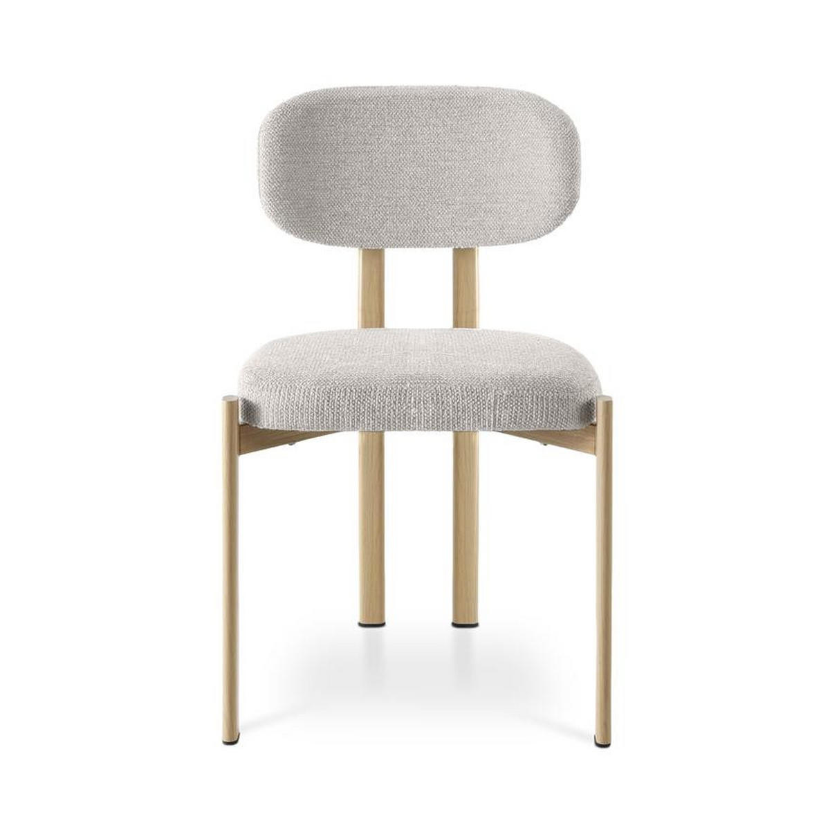 STÜHLE 4er-Set gepolstert skandinavisch mit beigefarbenem Chenille-Bezug und Beinen aus Metall in Eichenoptik – MIA - Beige/Schwarz, Textil/Metall (46.5/82/47.5cm) - Sicaan