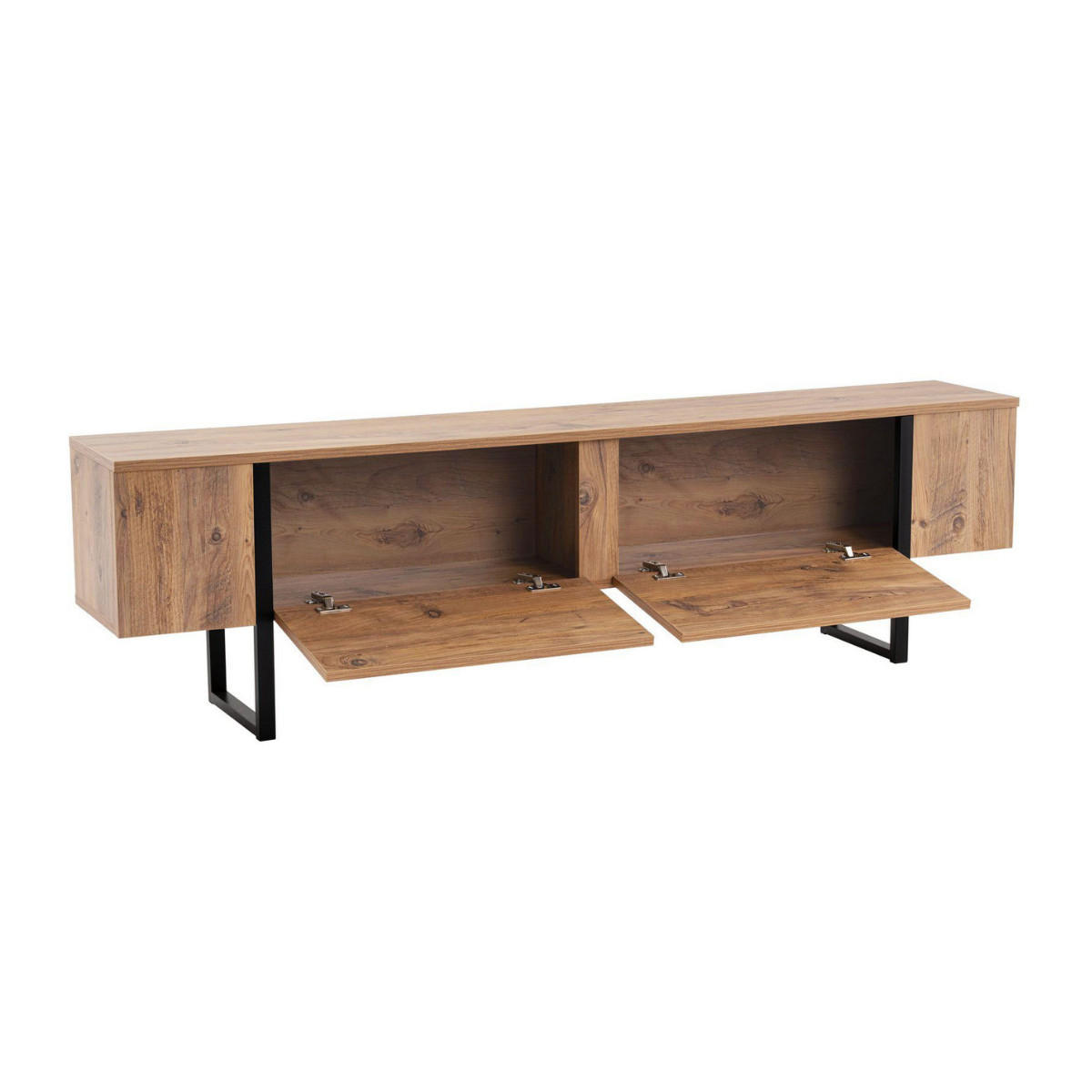 TV-MÖBEL mit 2 klapptüren - serenity 180/29,5/50 cm - Schwarz/Kieferfarben, Holzwerkstoff (29.5/50/180cm) - Calicosy