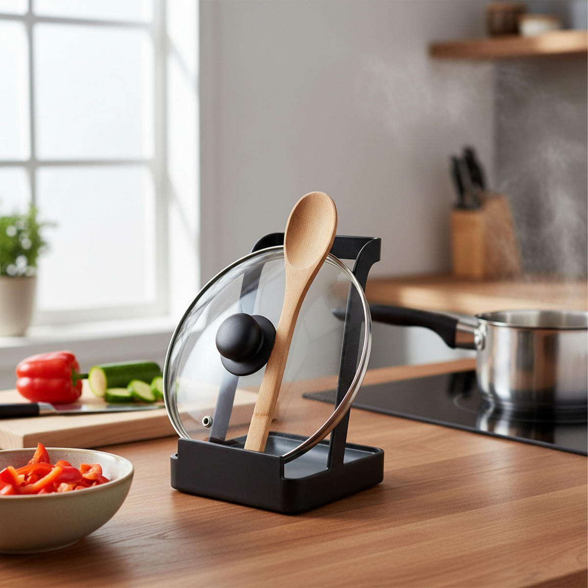 KOCHLÖFFEL-STÄNDER - Schwarz, Kunststoff/Metall (10/15/10cm) - Relaxdays