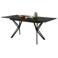 ESSTISCH Stein grau dunkel 160/200 cm, Küchentisch ausziehbar - Dunkelgrau/Schwarz, Holzwerkstoff/Metall (90/160/74cm) - Furn.Design