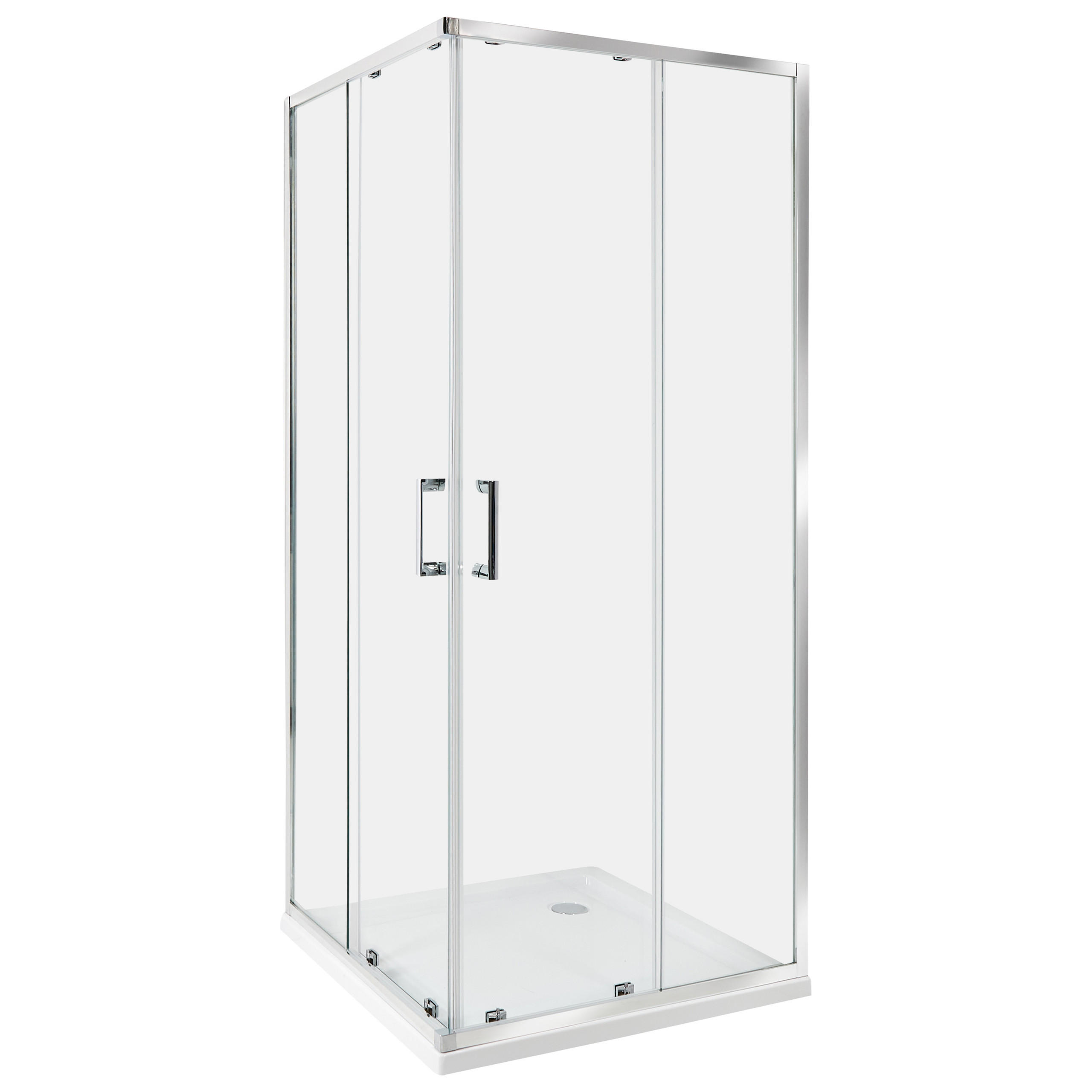 SPRCHOVÝ KOUT 80/80/185 cm Stříbrný Tela - stříbrná/průhledná, sklo (80/80/185cm) - Beliani