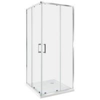 SPRCHOVÝ KOUT 80/80/185 cm Stříbrný Tela - stříbrná/průhledná, sklo (80/80/185cm) - Beliani