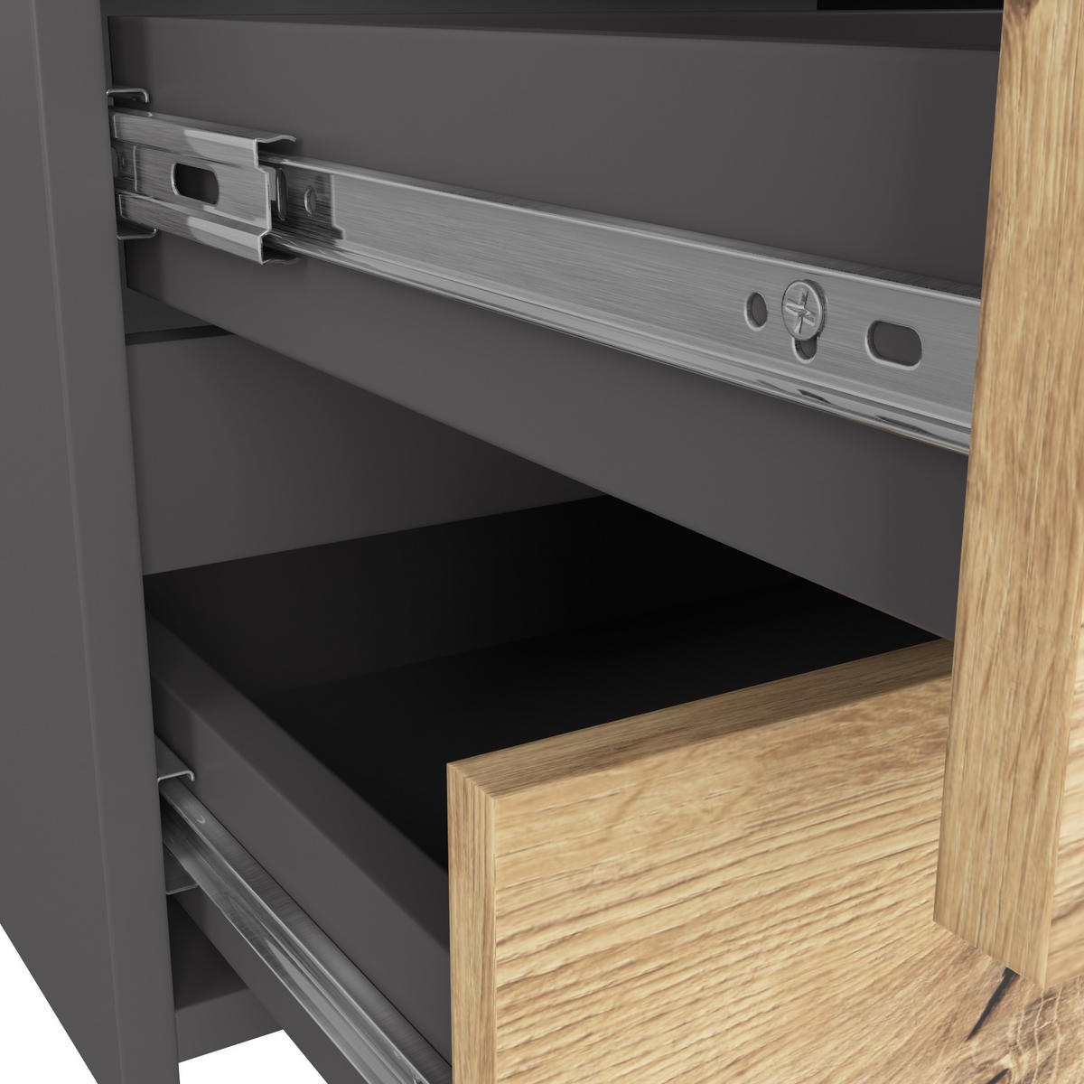 KOMMODE Grau, Eiche Artisan 35x100x57 cm - Eiche Artisan/Grau, Holzwerkstoff (100/57/35cm) - Akord