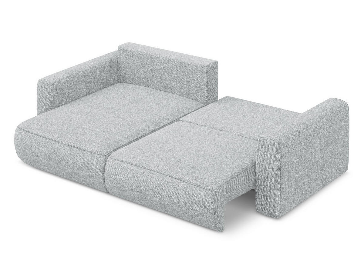 ECKSOFA mit Schlaffunktion Strukturstoff Stoff Grau - Silberfarben/Schwarz, Kunststoff/Textil (149/240cm) - Makamii