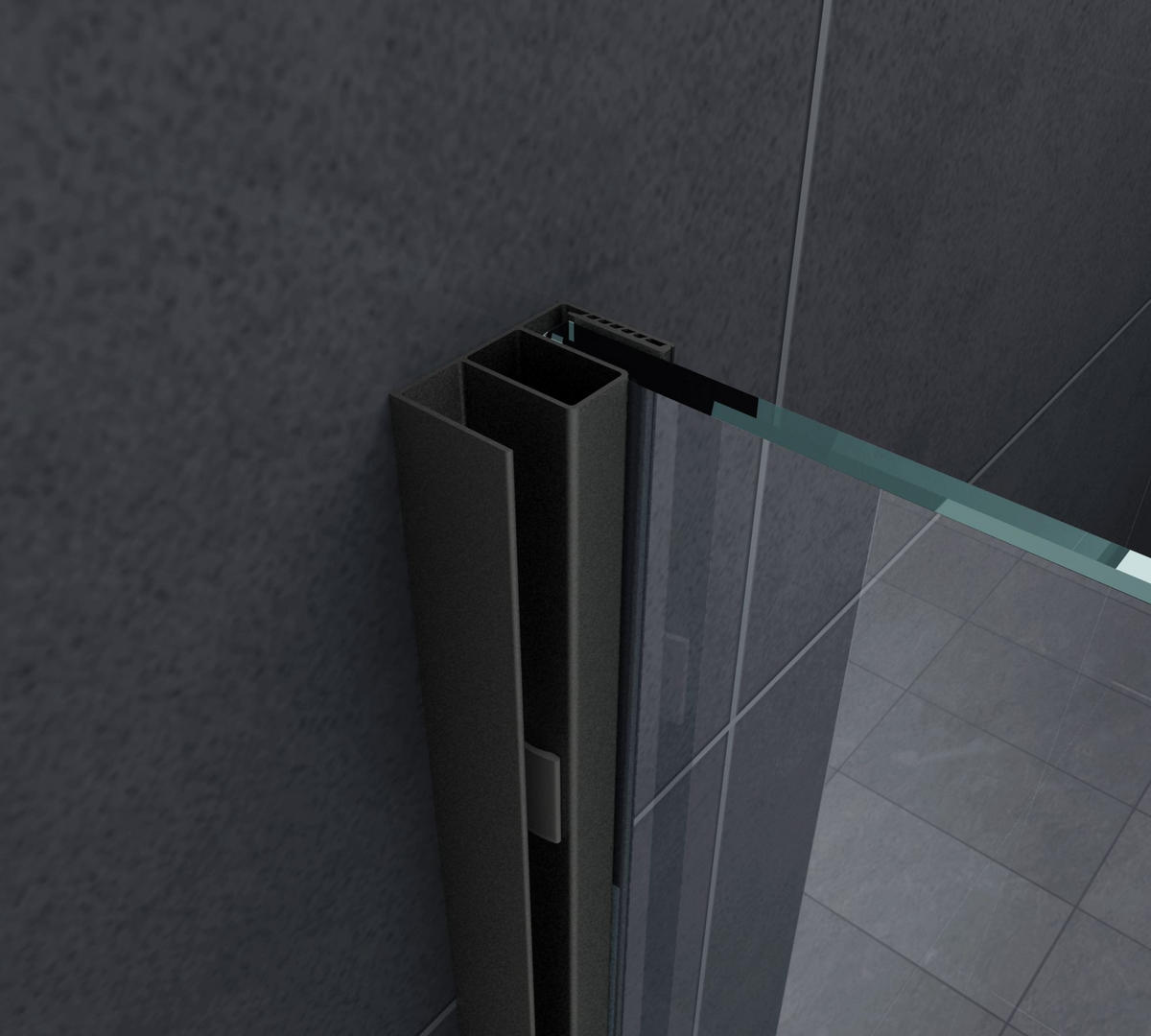 SCHIEBETÜR-DUSCHWAND TRAVERSO Schwarz 120 x 200 cm schwarze Ausführung 8 mm ESG - Schwarz, Glas (120/200cm) - Glasdeals