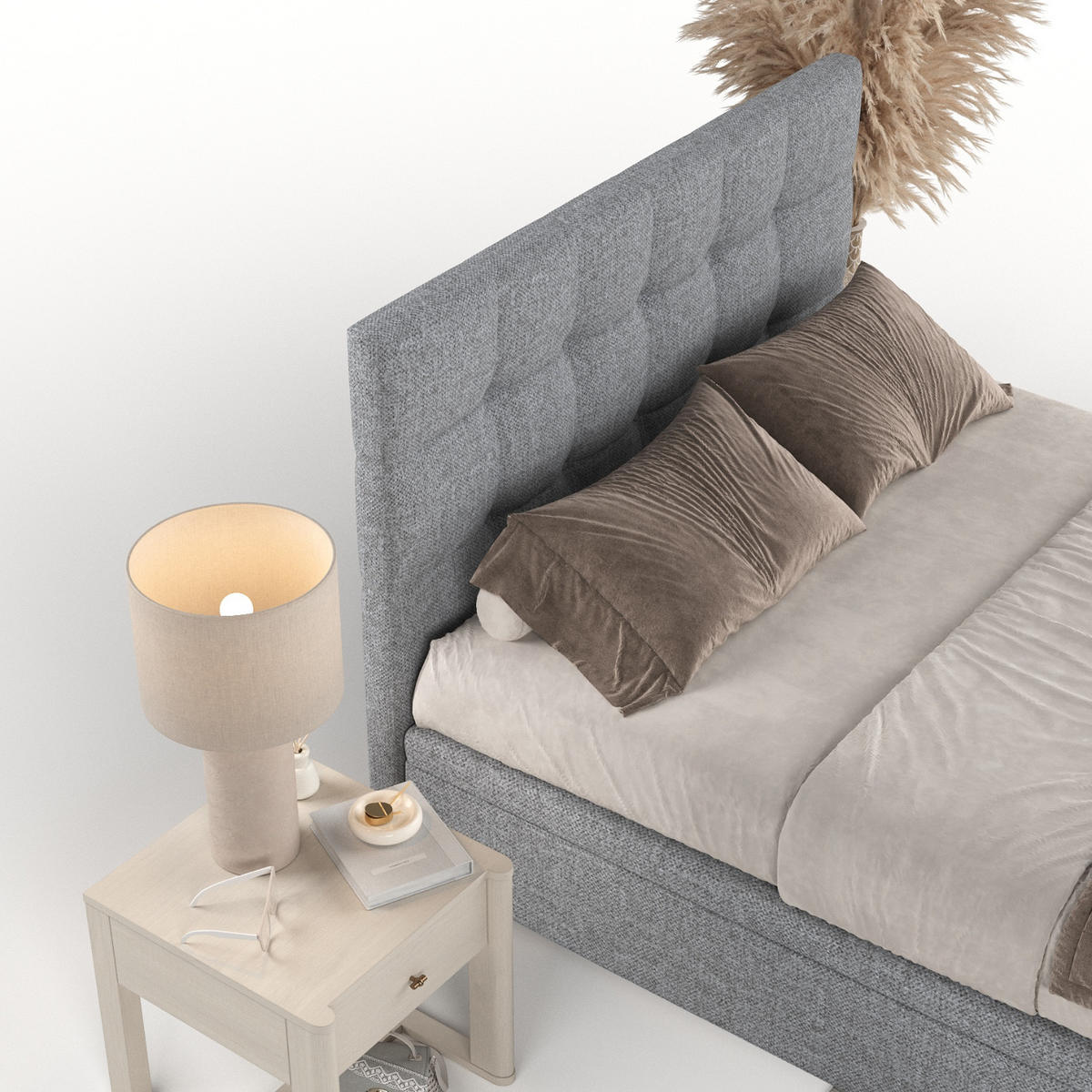 POLSTERBETT Guam mit Stauraum 140/200 cm Grau im Alta Stoff - Schwarz/Grau, Holz/Holzwerkstoff (140/200cm) - AltaBeds