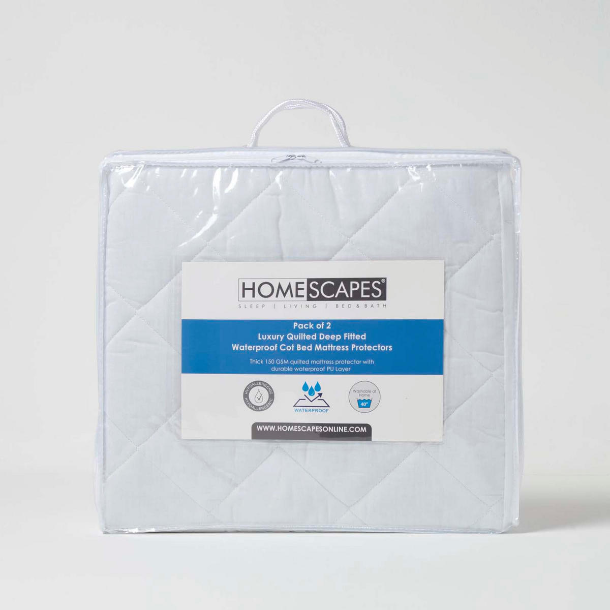 BABY-MATRATZENSCHONER wasserdicht & gepolstert 60/120 cm, 2er-Set - Weiß, Textil (60/120cm) - Homescapes