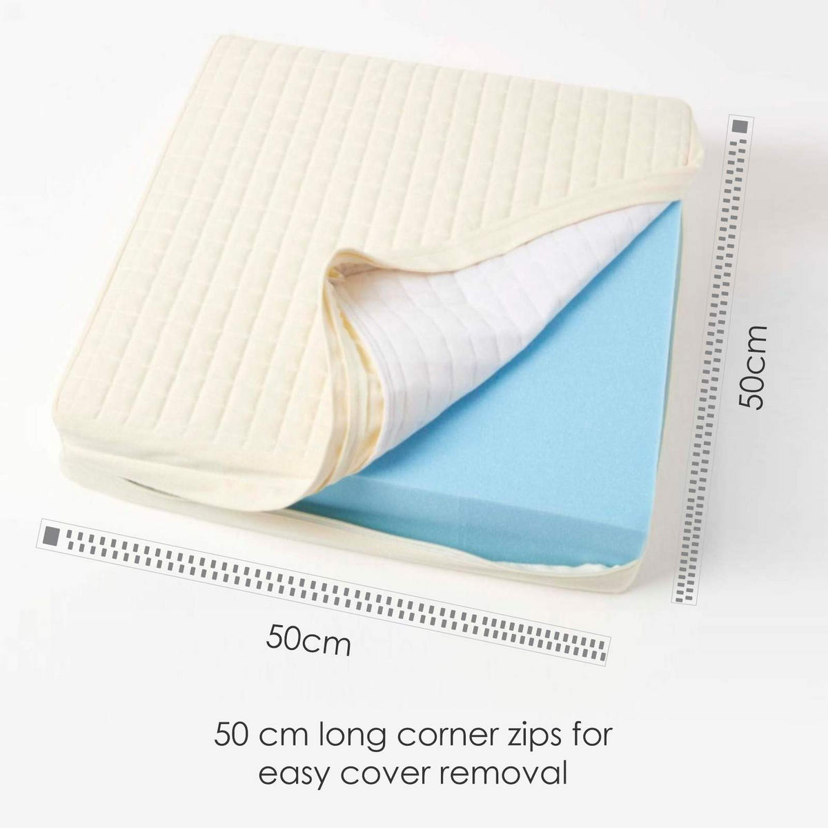 SITZKISSEN orthopädisch 50/50/10 cm – Sesselkissen creme - Beige, Textil (50/50/10cm) - Homescapes