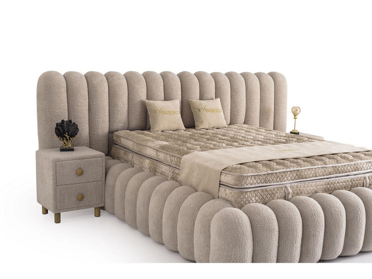 POLSTERBETT Marsel 120x200 Beige - Beige, Textil/Metall (120/200cm) - Villa Möbel
