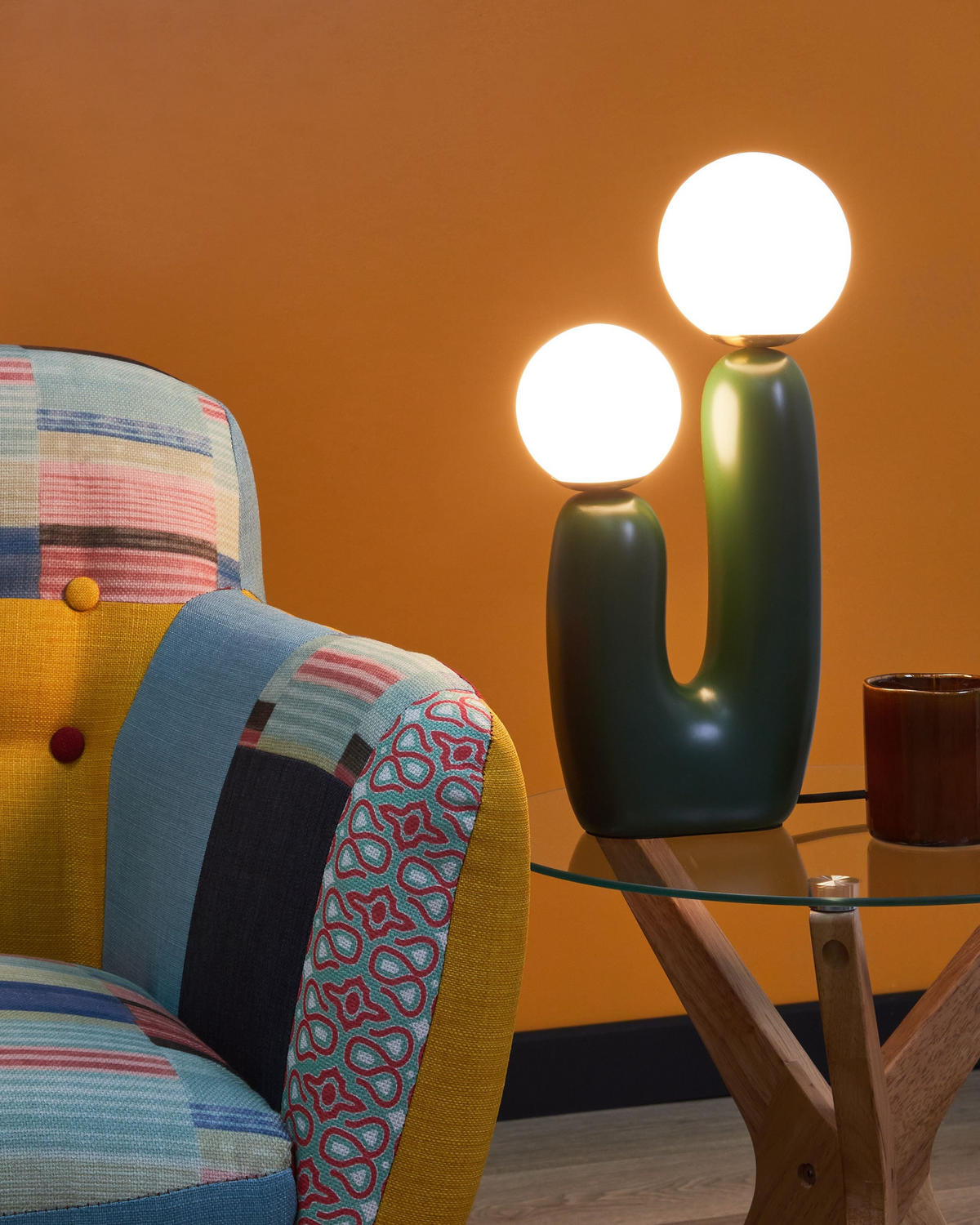 TISCHLAMPE Grün Tulun - Dunkelgrün/Weiß, Kunststoff (25/25/40cm) - Beliani