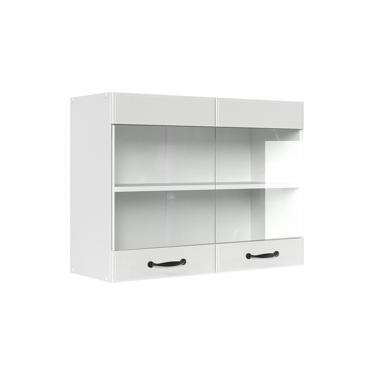 KÜCHENFRONT R-Line Weiß Landhaus 79.2 x 59 cm Möbelfront für den Hängeglasschrank - Weiß, Holzwerkstoff (79.2/59/1.6cm) - Vicco