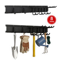 GARAGEN-WANDREGAL FORGE 8-teiliges Set Schwarz Haken Hochbelastbares Werkzeughaken für Garten, Garage - Schwarz, Metall (26/40.5/10cm) - PROREGAL