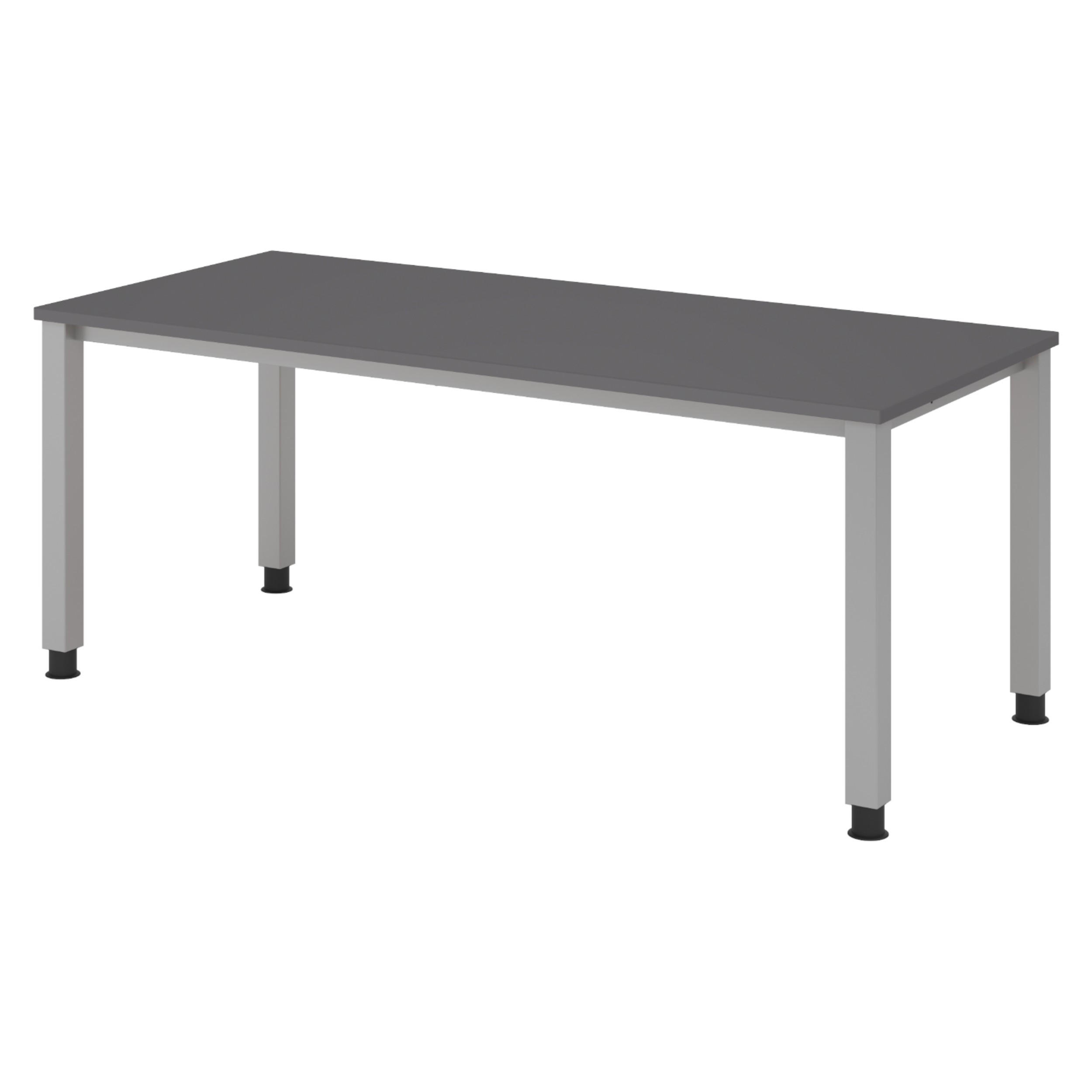 SCHREIBTISCH Serie-Q Gestell: Silber 80/180/74 cm in Graphitfarben - Graphitfarben, Holzwerkstoff (80/180/74cm) - bümö