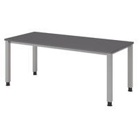 SCHREIBTISCH Serie-Q Gestell: Silber 80/180/74 cm in Graphitfarben - Graphitfarben, Holzwerkstoff (80/180/74cm) - bümö