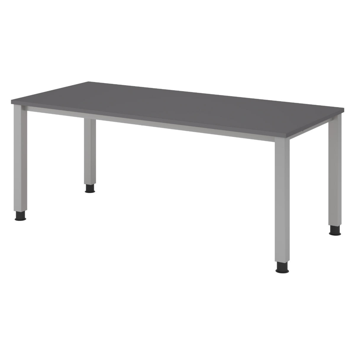 SCHREIBTISCH Serie-Q Gestell: Silber 80/180/74 cm in Graphitfarben - Graphitfarben, Holzwerkstoff (80/180/74cm) - bümö