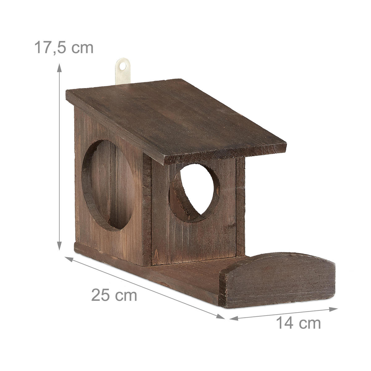 EICHHÖRNCHEN Futterhaus - Dunkelbraun, Holz (12/17.5/25cm) - Relaxdays