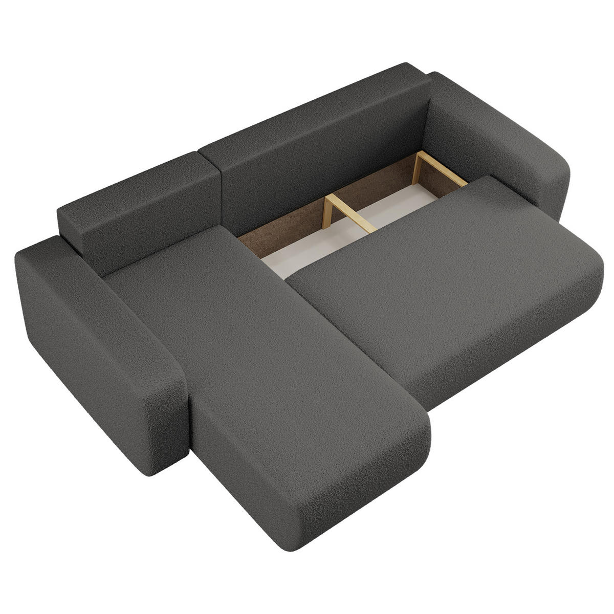 ECKSOFA L-FORM Schlaffunktion Und Bettkasten Eckcouch MILANO L Stoff Quelle Graphit Links - Graphitfarben, Holz/Textil (142/244cm) - Kaiser Möbel