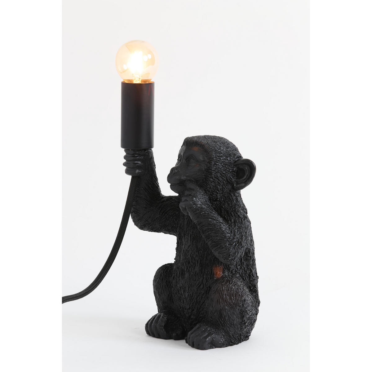 TISCHLAMPE Affe Schwarz 13/12,5/23,5 cm - Schwarz, Kunststoff (13/12.5/23.5cm) - Light & Living