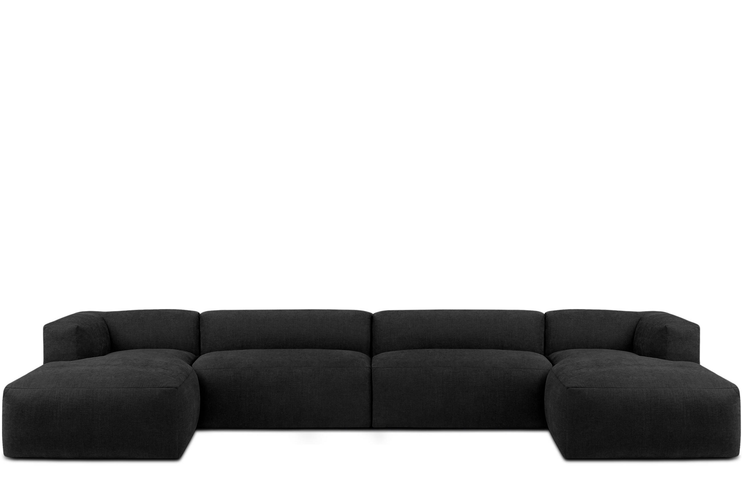 PANORAMA-ECKSOFA BUFFO 7/8 Sitzer mit extrem weicher Sitzfläche, Gewebestoff, graphit - Graphitfarben, Textil (424/73/180cm) - KONSIMO®