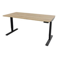 SCHREIBTISCH Elektrisch höhenverstellbarer Schreibtisch Y-Line Curved Eiche Natura Schwarz 160/80/62-127cm - Schwarz/Eiche Artisan, Holzwerkstoff/Metall (80/160/127cm) - ASSMANN