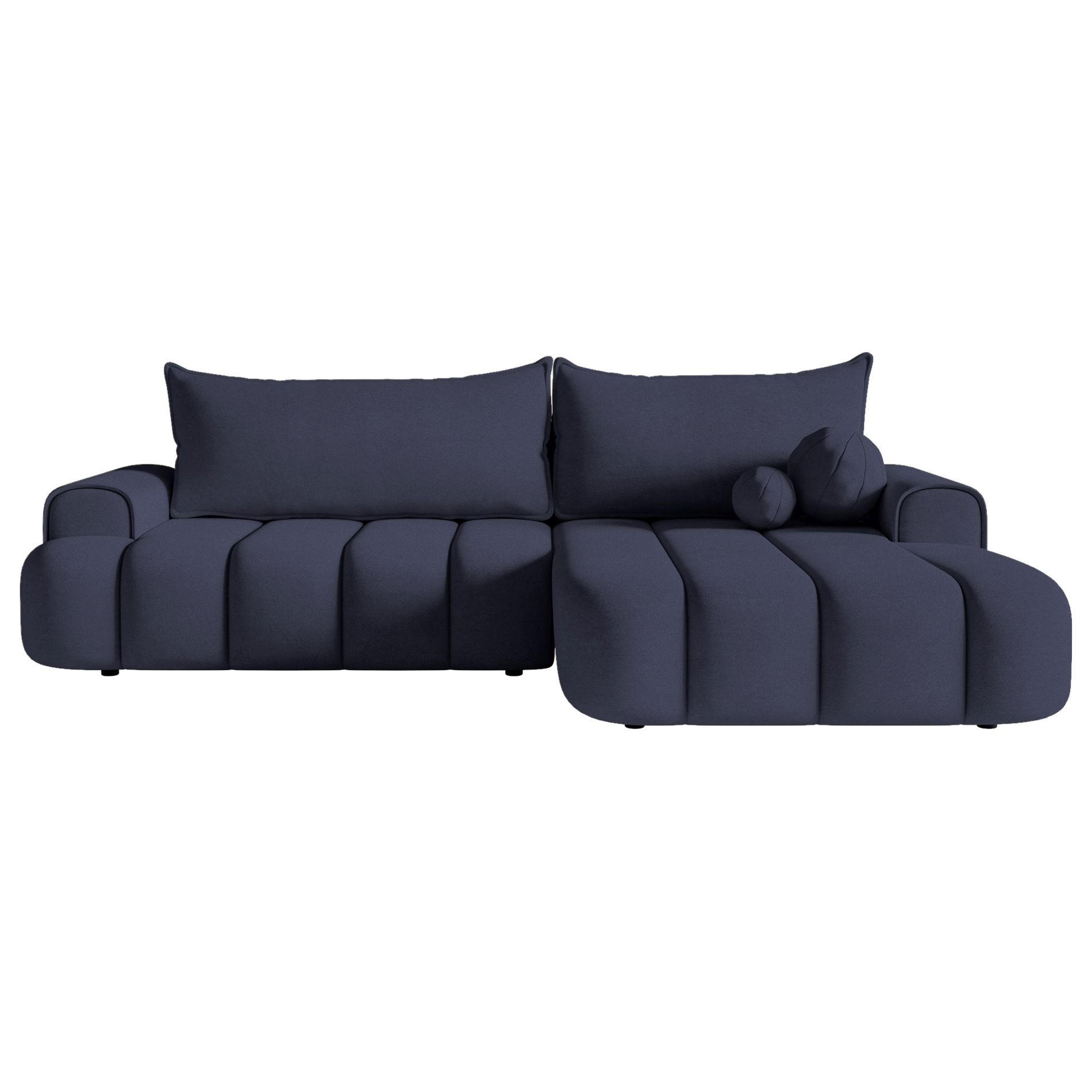 ECKSOFA Dandelino Marineblau mit Samtbezug, rechts - Schwarz/Dunkelblau, Kunststoff/Textil (275/168cm) - Selsey