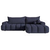 ECKSOFA Dandelino Marineblau mit Samtbezug, rechts - Schwarz/Dunkelblau, Kunststoff/Textil (275/168cm) - Selsey