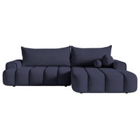 ECKSOFA Dandelino Marineblau mit Samtbezug, rechts - Schwarz/Dunkelblau, Kunststoff/Textil (275/168cm) - Selsey