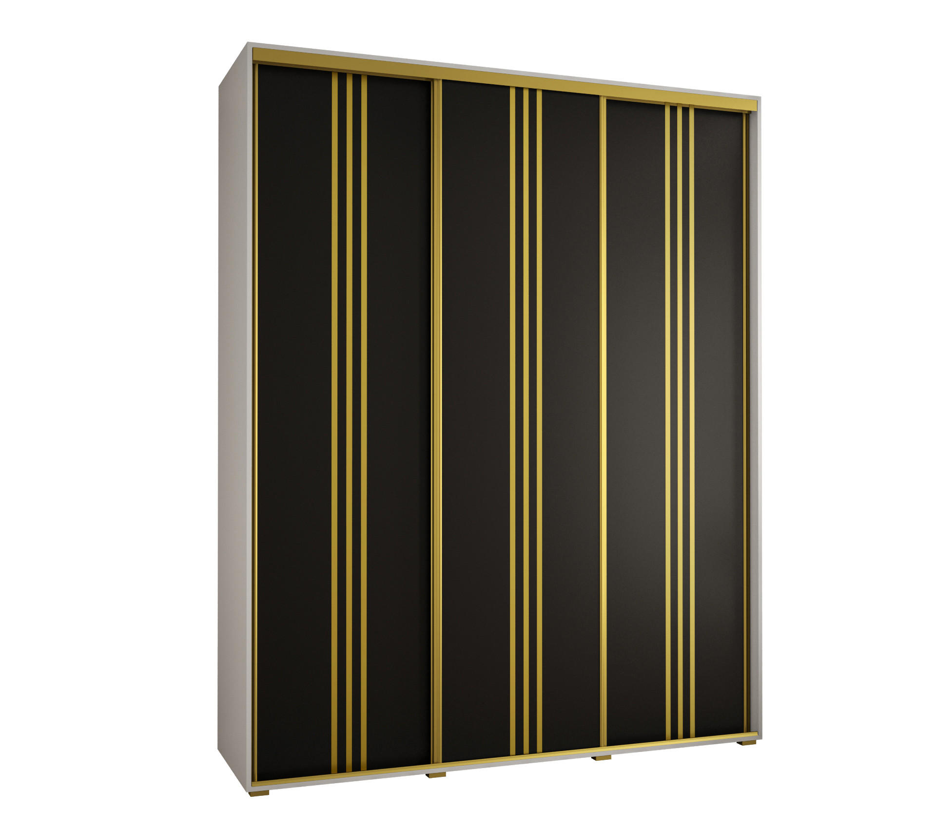 Abiks Möbel Schwebetürenschrank Weiß, Schwarz, Gold 190x235x60 cm